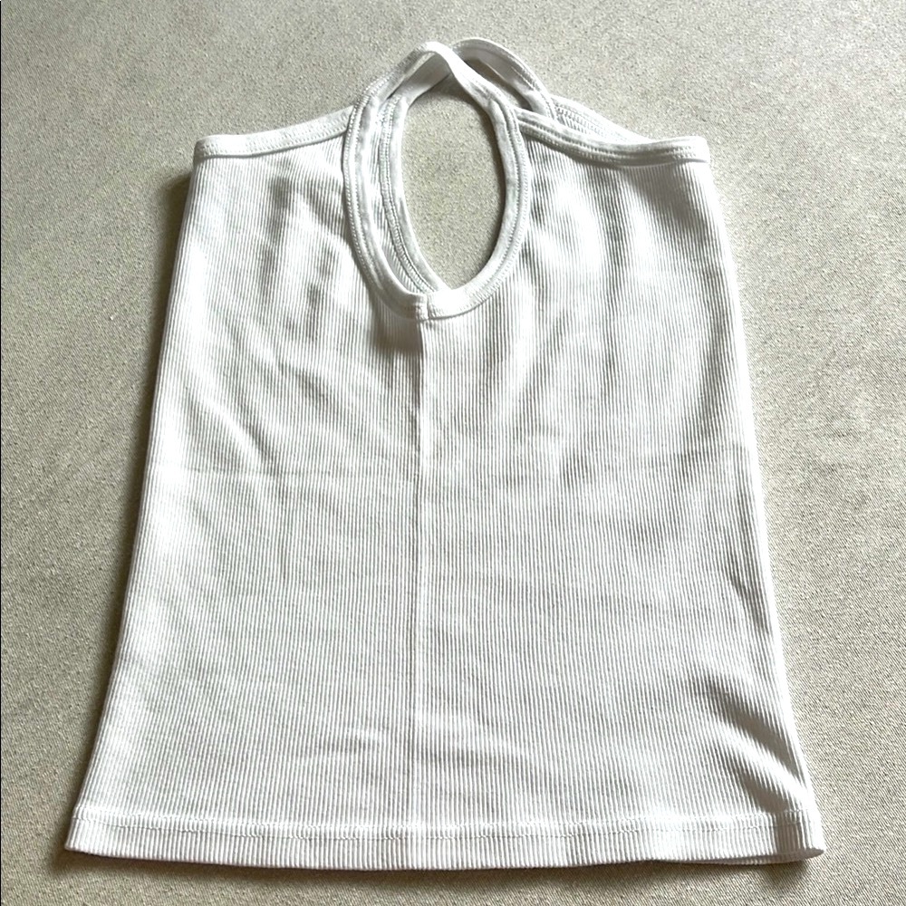 Brandy Melville, White Ribbed Tank Top, 100% cotton, One Size - Picture 9 of 10